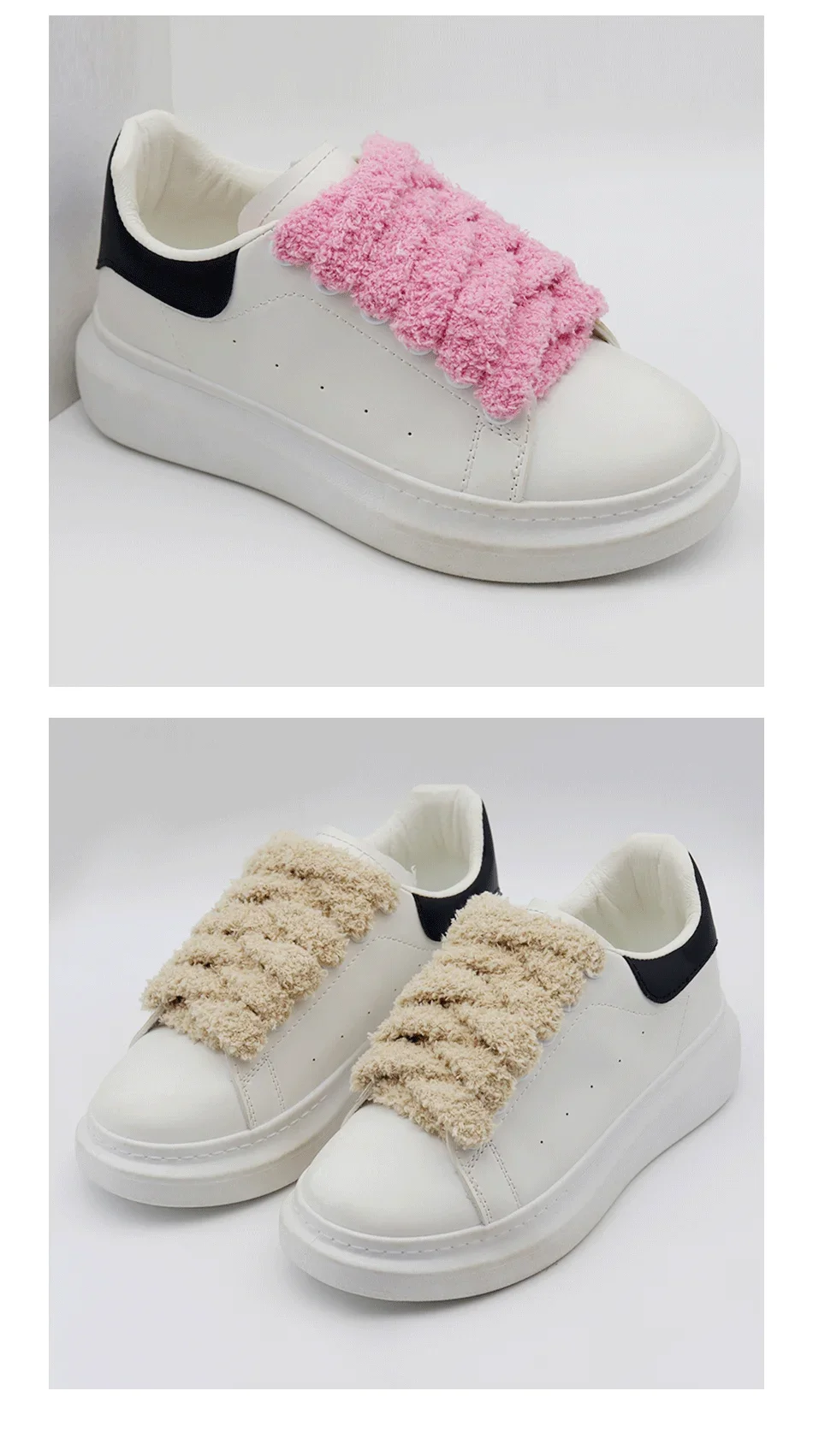 Fall Autumn Winter Fuzzy Shoelaces Soft 15mm Big Fat Plush Towel Laces Halloween Christmas Decoration for Adults Casual Sneakers