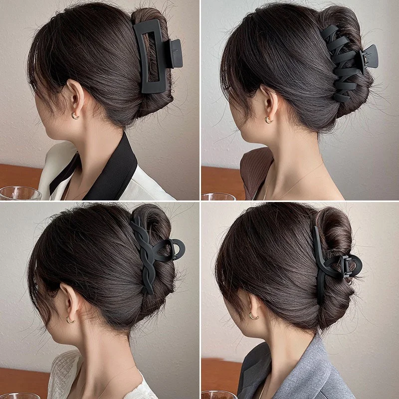 Black Series Big Hair Clip for Women Simplicity Ponytail Clip Women Fashion Shark Clip Girl Hair Clamp