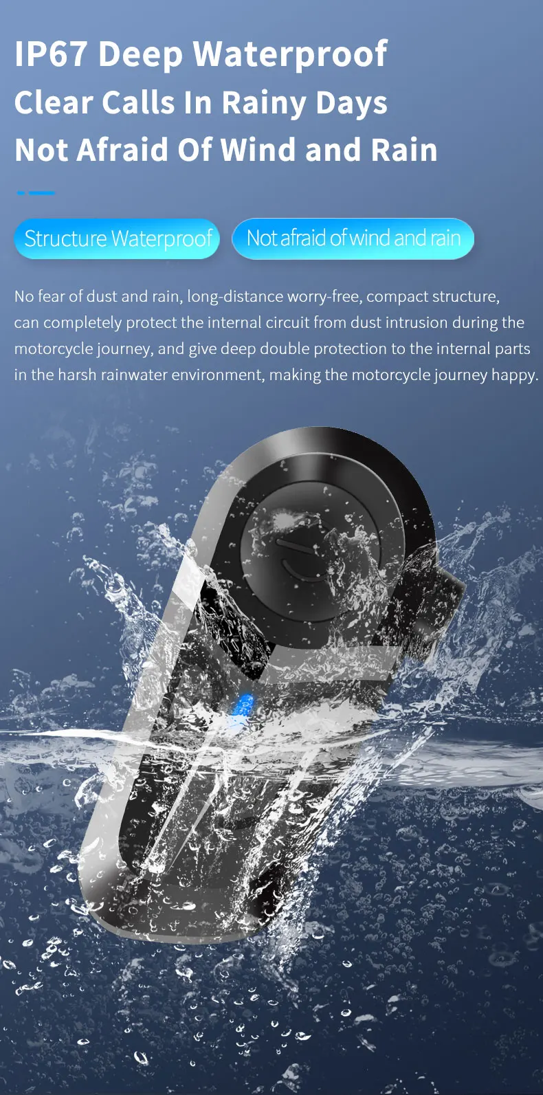 Wireless Motorcycle Helmet Headset Hands-free Call Phone Motorcycle Waterproof Earphone Music Player Moto Helmet