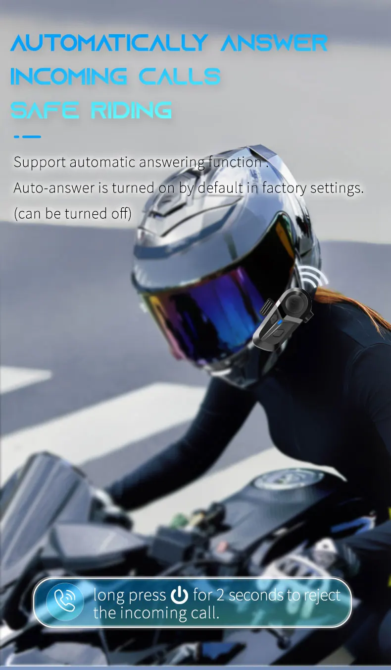 Wireless Motorcycle Helmet Headset Hands-free Call Phone Motorcycle Waterproof Earphone Music Player Moto Helmet