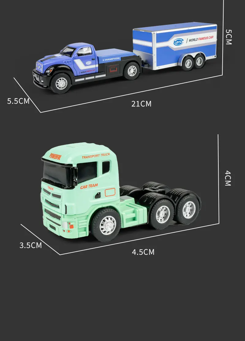 1:64 Alloy Truck Cab Model, Retro Style with Pull-Back Motor Action, Perfect Kids Toy, Miniature Collector's Item