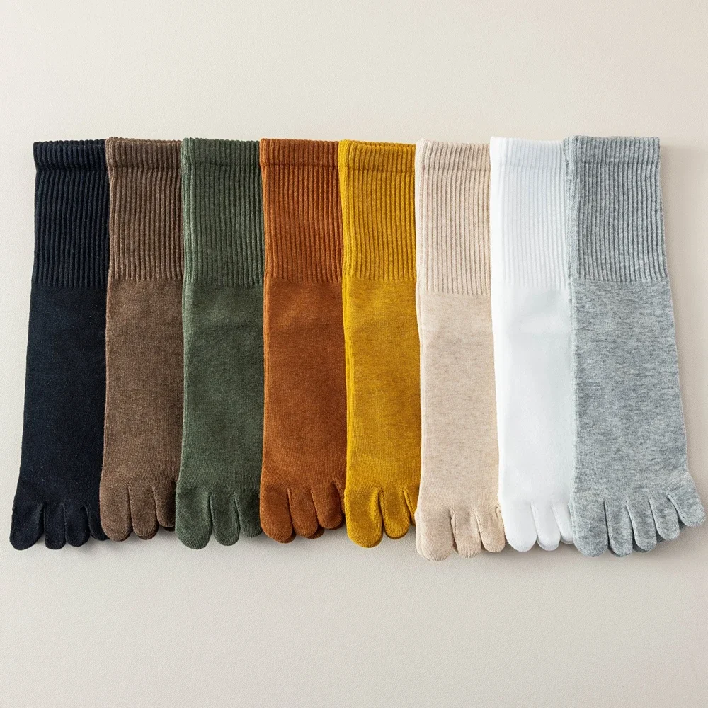 4 Pairs Women Toe Socks Five Finger Socks High Quality Cotton Autumn Spring Middle Tube Sports Socks with Separate Fingers