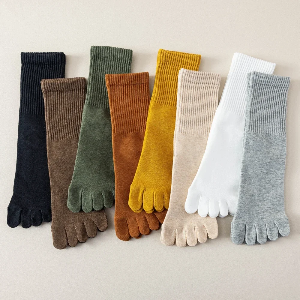 4 Pairs Women Toe Socks Five Finger Socks High Quality Cotton Autumn Spring Middle Tube Sports Socks with Separate Fingers
