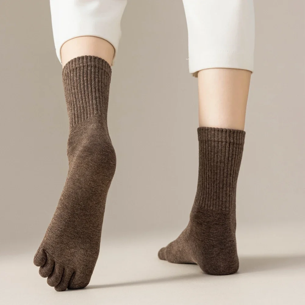 4 Pairs Women Toe Socks Five Finger Socks High Quality Cotton Autumn Spring Middle Tube Sports Socks with Separate Fingers
