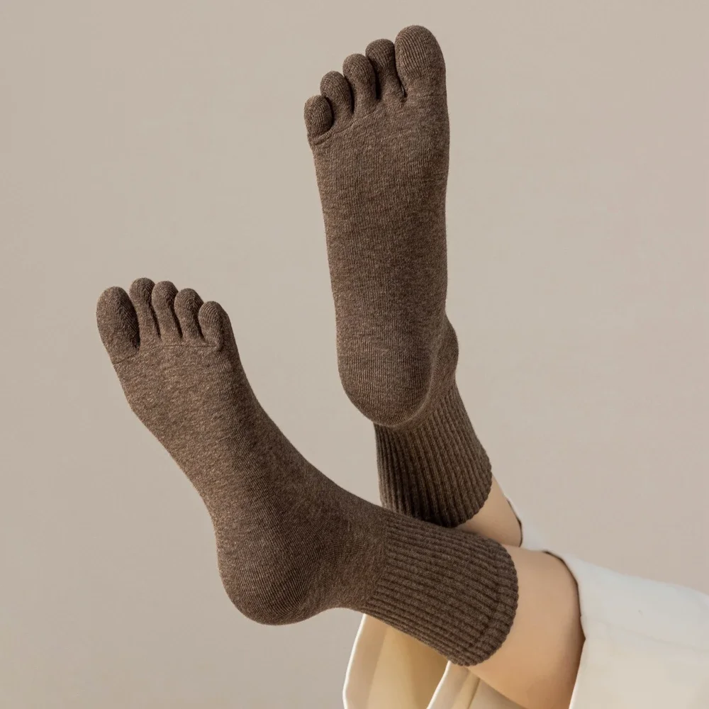 4 Pairs Women Toe Socks Five Finger Socks High Quality Cotton Autumn Spring Middle Tube Sports Socks with Separate Fingers