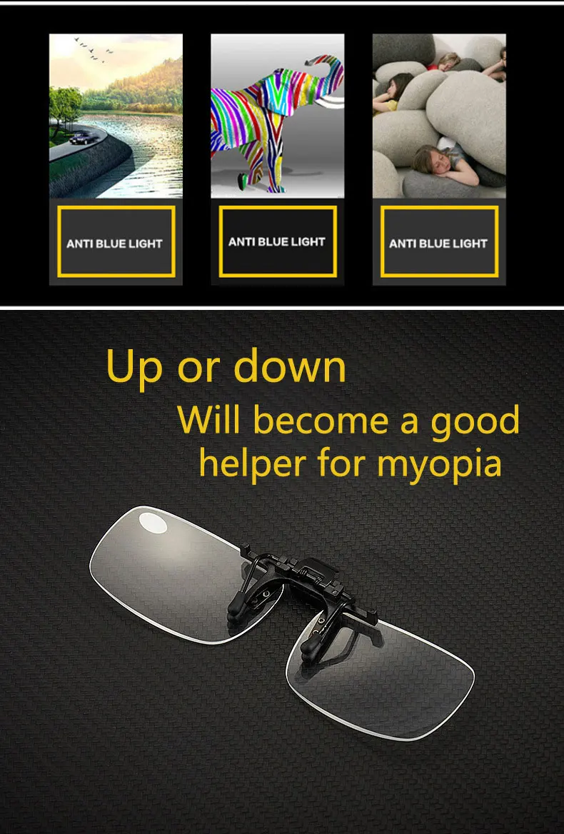 Glasses Clip With Myopia -0.75~-2.0 Glasses Clip With Case Can be Clip On Near-sighted Glasses For Driving Or Fishing