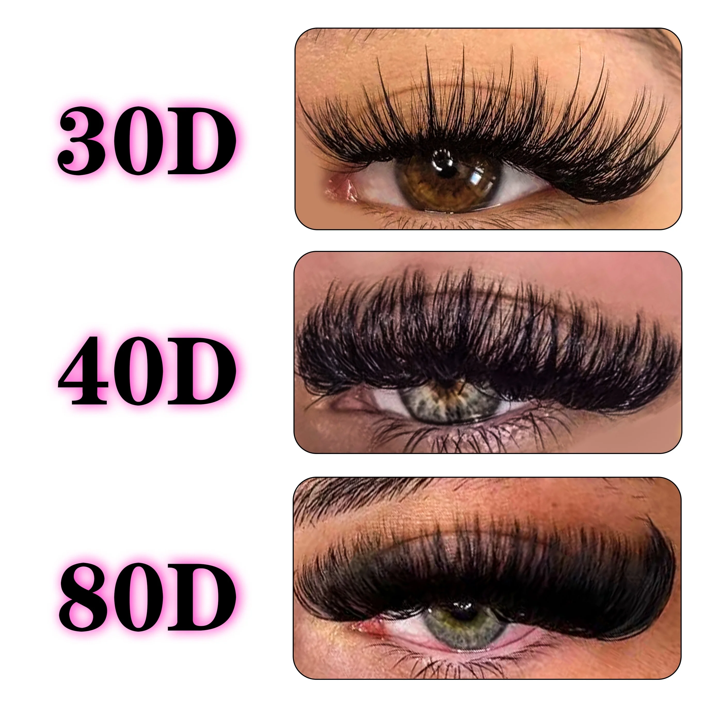 40D Volume Eyelash Extensions DIY Kit, 0.05mm Thickness, Mixed Length 8-16mm, D Curl Natural & Bold Anime Look,