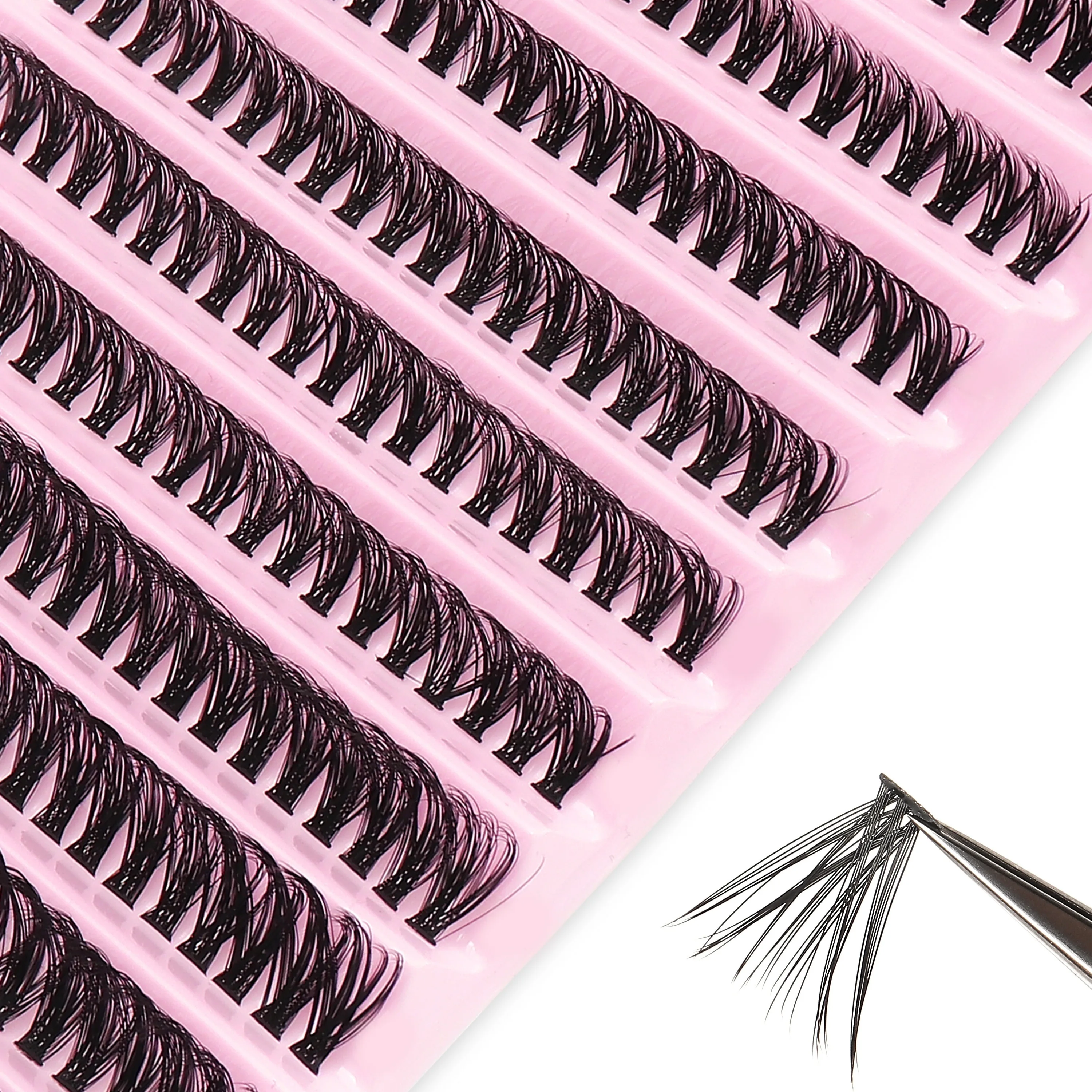 40D Volume Eyelash Extensions DIY Kit, 0.05mm Thickness, Mixed Length 8-16mm, D Curl Natural & Bold Anime Look,