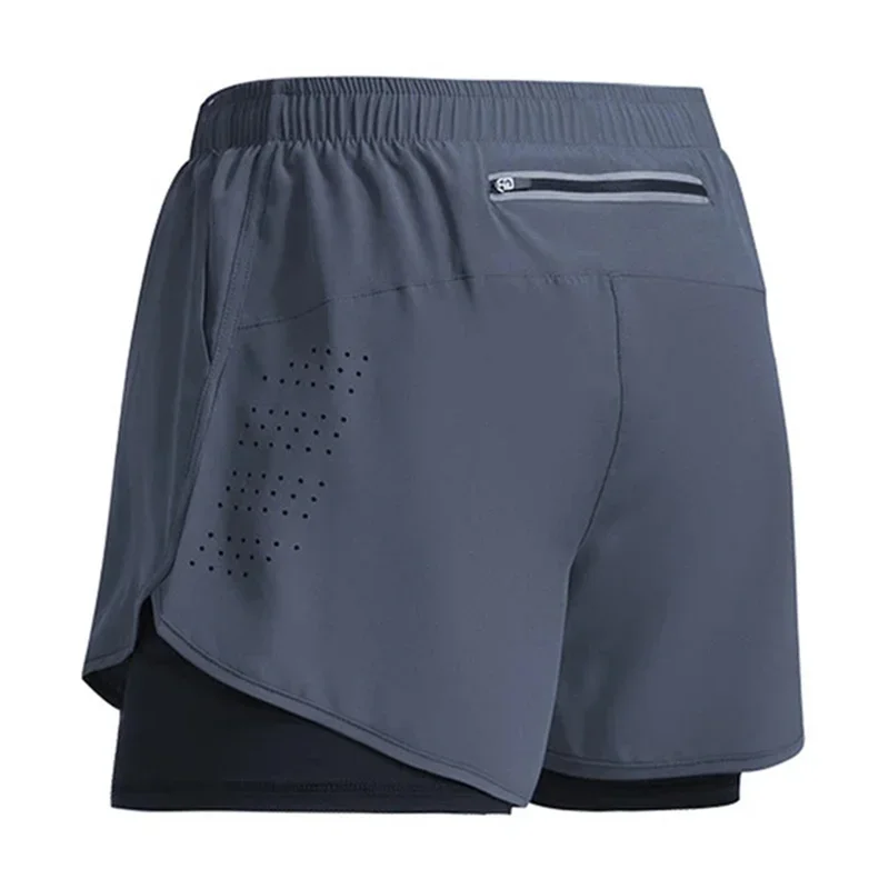 2026 New Men's Fitness Training Shorts Summer 2 In 1 Quick Dry Gym Beach Running Double-deck Shorts Outdoor Sportswear Men Short