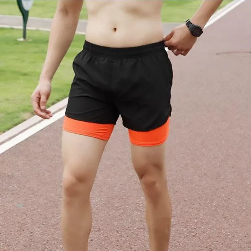2026 New Men's Fitness Training Shorts Summer 2 In 1 Quick Dry Gym Beach Running Double-deck Shorts Outdoor Sportswear Men Short