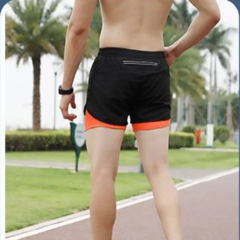2026 New Men's Fitness Training Shorts Summer 2 In 1 Quick Dry Gym Beach Running Double-deck Shorts Outdoor Sportswear Men Short