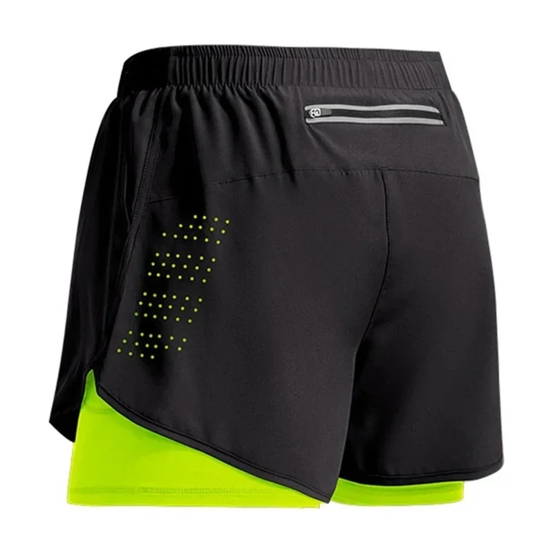 2026 New Men's Fitness Training Shorts Summer 2 In 1 Quick Dry Gym Beach Running Double-deck Shorts Outdoor Sportswear Men Short
