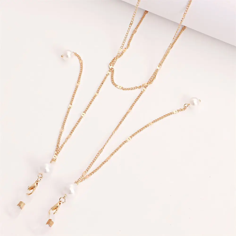 Adjustable Anti Slip Pearl Eyeglass Chain Sunglasses Antiskid Losing Chain Mask Strap Glasses Chain Face Mask Lanyard Neck Chain