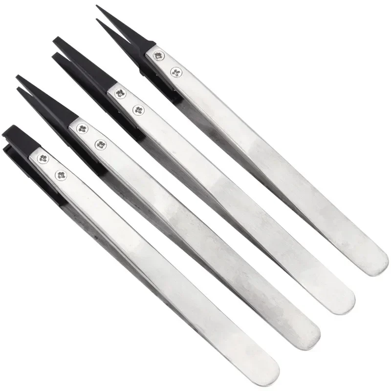 1-5PC Watch Hands Installation Work Tweezers Straight Elbow Handle Stainless Antistatic Plastic Tweezers ESD-259 ESD-259A ESD-7A