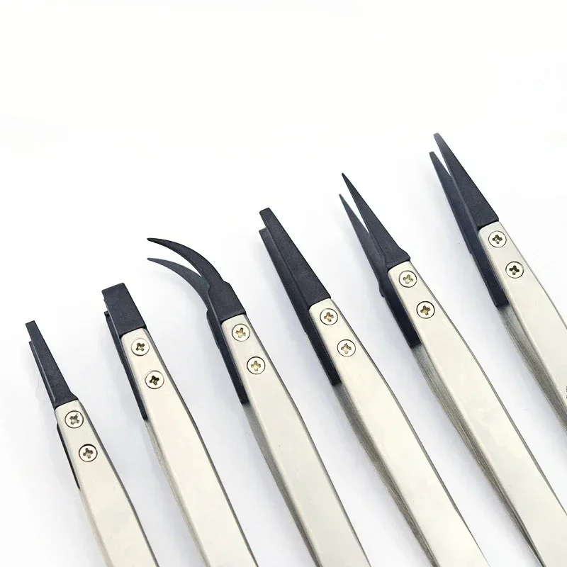 1-5PC Watch Hands Installation Work Tweezers Straight Elbow Handle Stainless Antistatic Plastic Tweezers ESD-259 ESD-259A ESD-7A