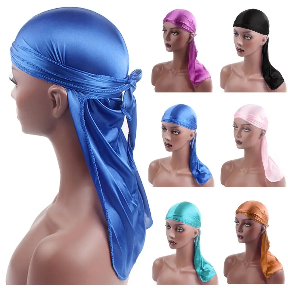 Men Women Bandana Silk Durag Turban Hijab Pirate Hat Cancer Head Scarf Chemo Cap Pre-Tied Headwrap