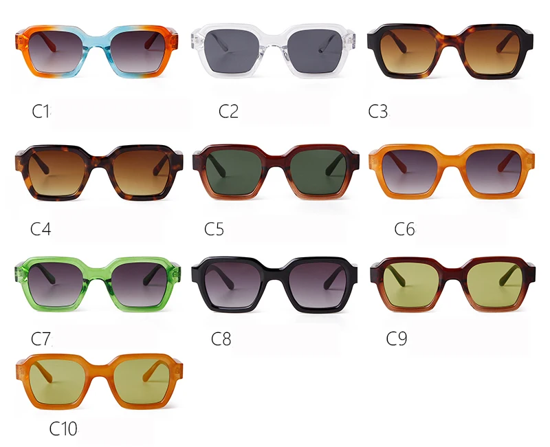 STORY Retro Trendy Orange Square Sunglasses Women Men 2024 Fashion Transparent Green Frame Rectangle Sun Glasses Female Shades