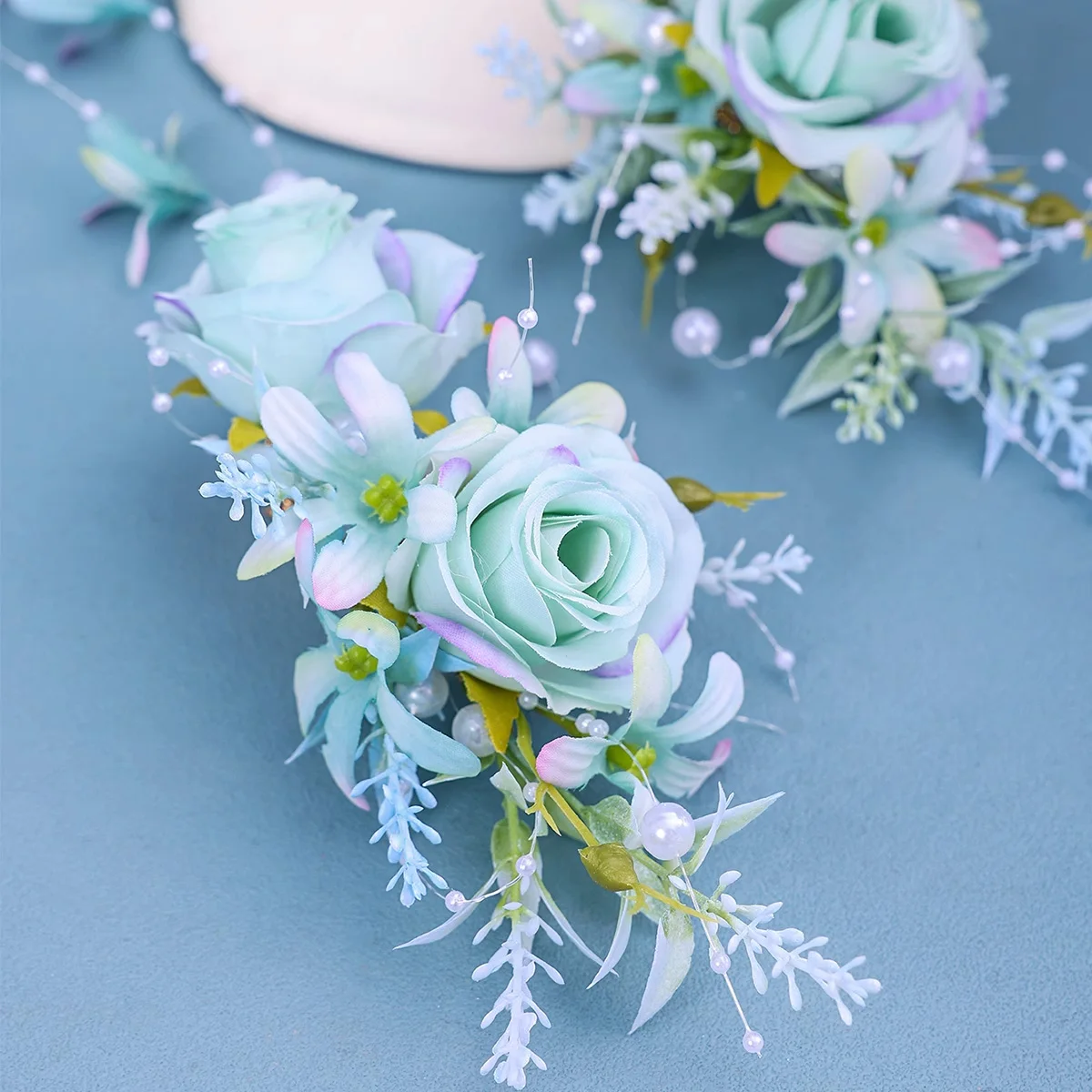 Chinese retro bridal headpiece 1 pair of pink floral tassel hair clips Wedding party performance headband Hair accessories
