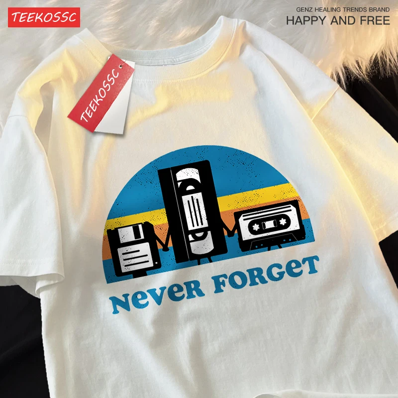 Never Forget The Old Radio Men Women T Shirts Harajuku O-Neck T-Shirts Vintage Oversize Clothing Summer Cotton Tshirts Couple