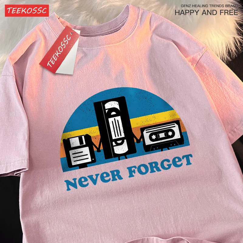 Never Forget The Old Radio Men Women T Shirts Harajuku O-Neck T-Shirts Vintage Oversize Clothing Summer Cotton Tshirts Couple