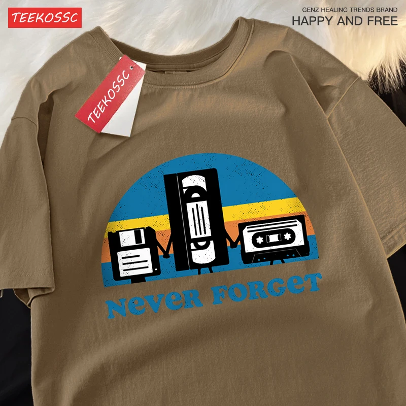Never Forget The Old Radio Men Women T Shirts Harajuku O-Neck T-Shirts Vintage Oversize Clothing Summer Cotton Tshirts Couple