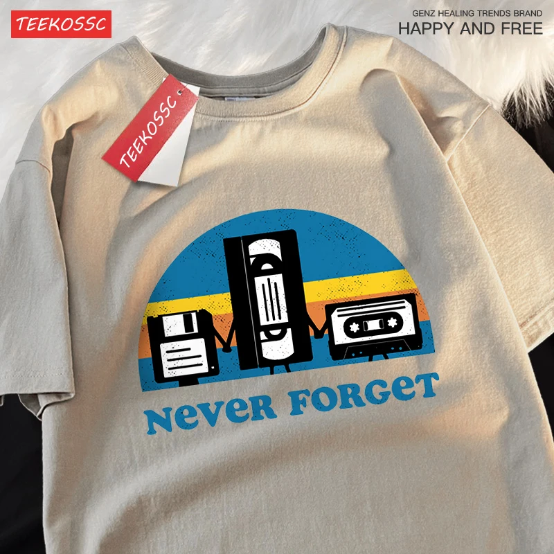 Never Forget The Old Radio Men Women T Shirts Harajuku O-Neck T-Shirts Vintage Oversize Clothing Summer Cotton Tshirts Couple
