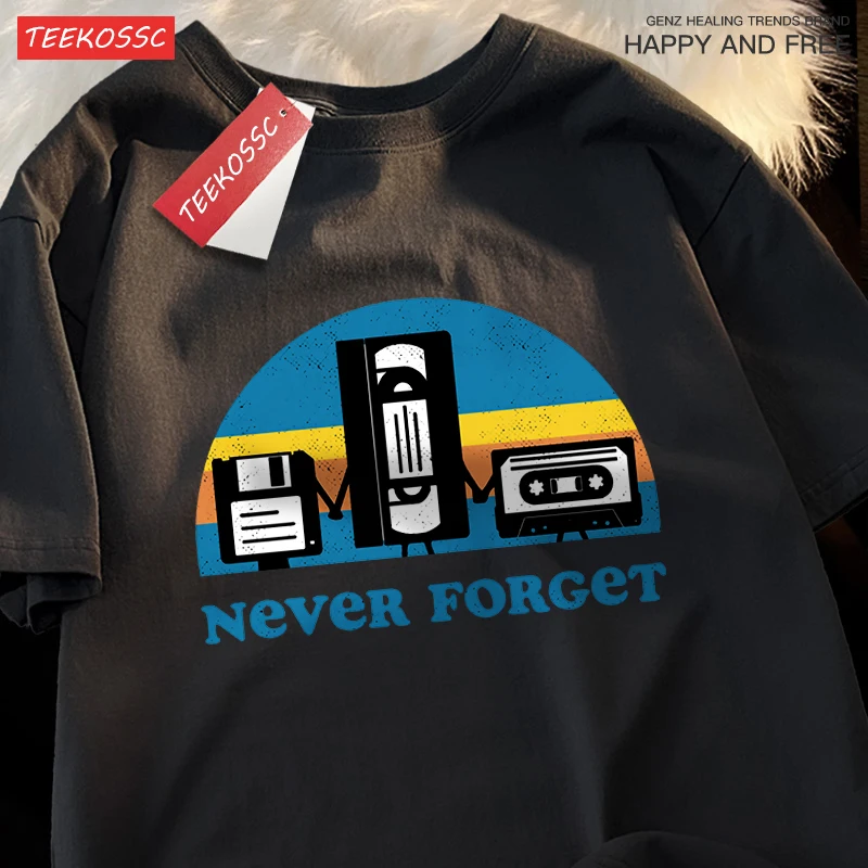 Never Forget The Old Radio Men Women T Shirts Harajuku O-Neck T-Shirts Vintage Oversize Clothing Summer Cotton Tshirts Couple