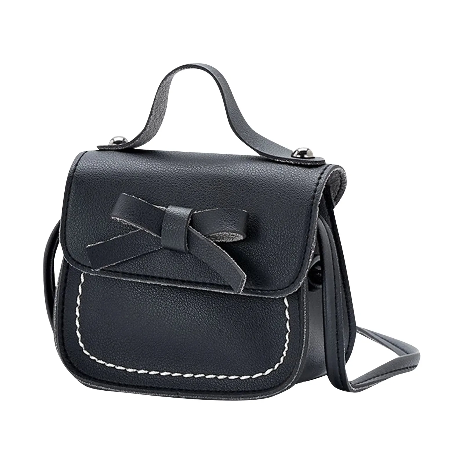 Cute Leather Girl Messenger Bags Sweet Cool Style Matching Shoulder Bag Solid Bowknot Crossbody Coin Purses For Gift