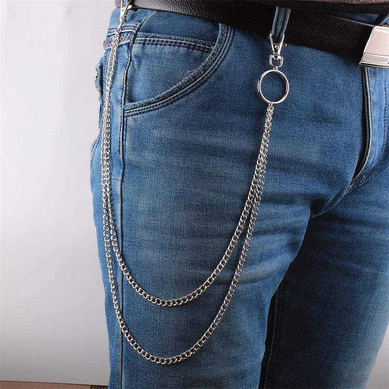 Metal Punk Rock Layered Chain Keychains For Men Women Waist Key Chain Wallet Jeans Hip-hop Pants Belt Chains Jewelry Accessories