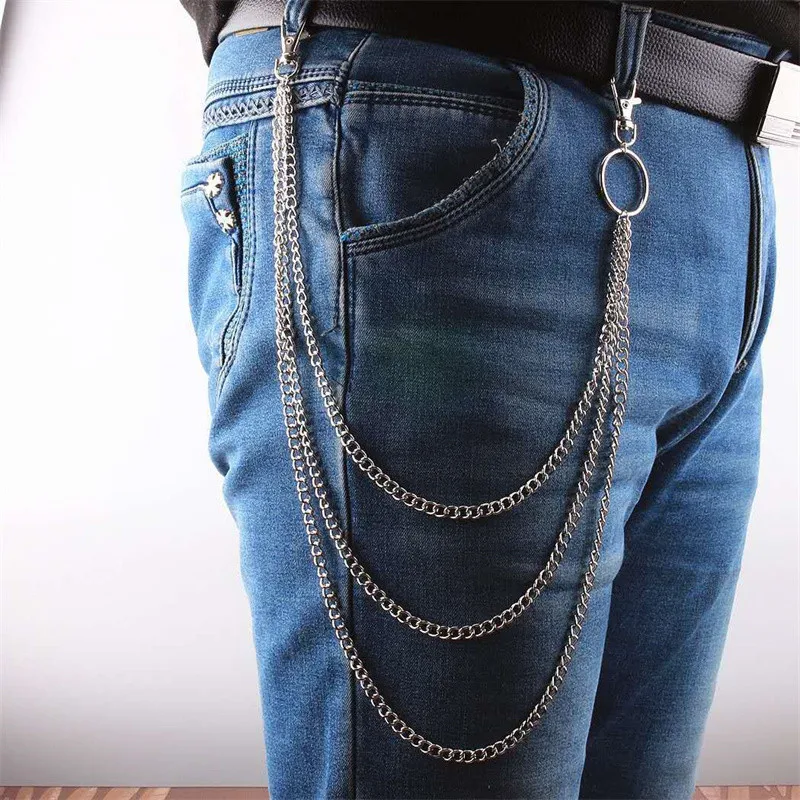 Metal Punk Rock Layered Chain Keychains For Men Women Waist Key Chain Wallet Jeans Hip-hop Pants Belt Chains Jewelry Accessories