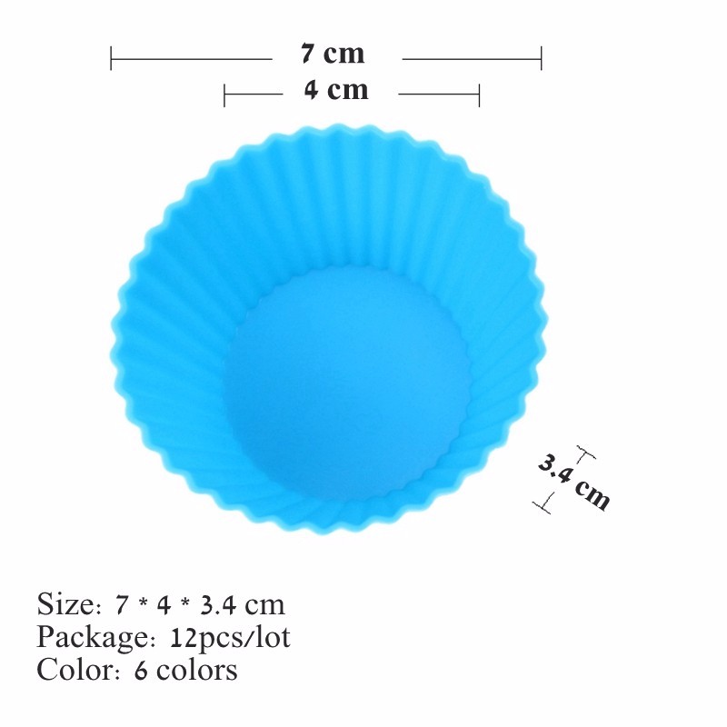12Pcs Silicone Cup Cake Tool Bakeware Baking Mold Cupcake and Muffin for Cake Making Kitchen DIY