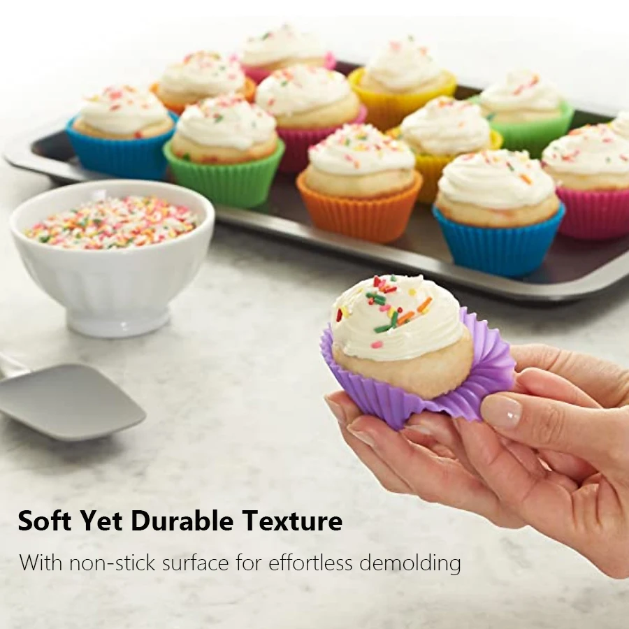 12Pcs Silicone Cup Cake Tool Bakeware Baking Mold Cupcake and Muffin for Cake Making Kitchen DIY