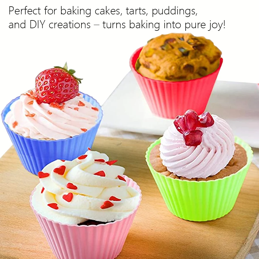 12Pcs Silicone Cup Cake Tool Bakeware Baking Mold Cupcake and Muffin for Cake Making Kitchen DIY
