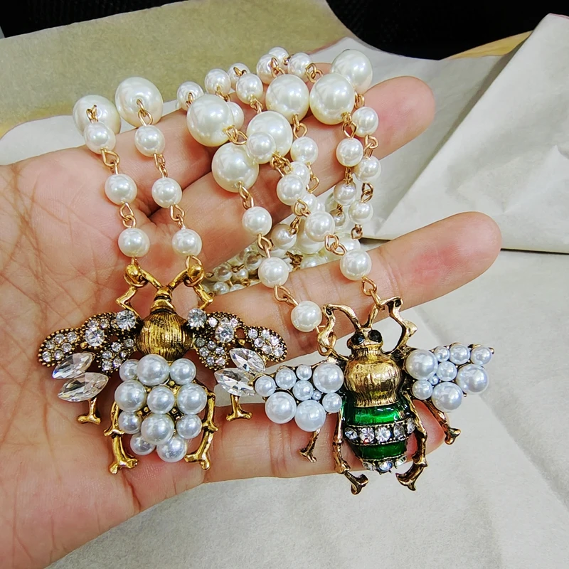 Luxury Handmade Elastic Pearl Bee Bracelet Bangle Jewelry For Women Party Gift