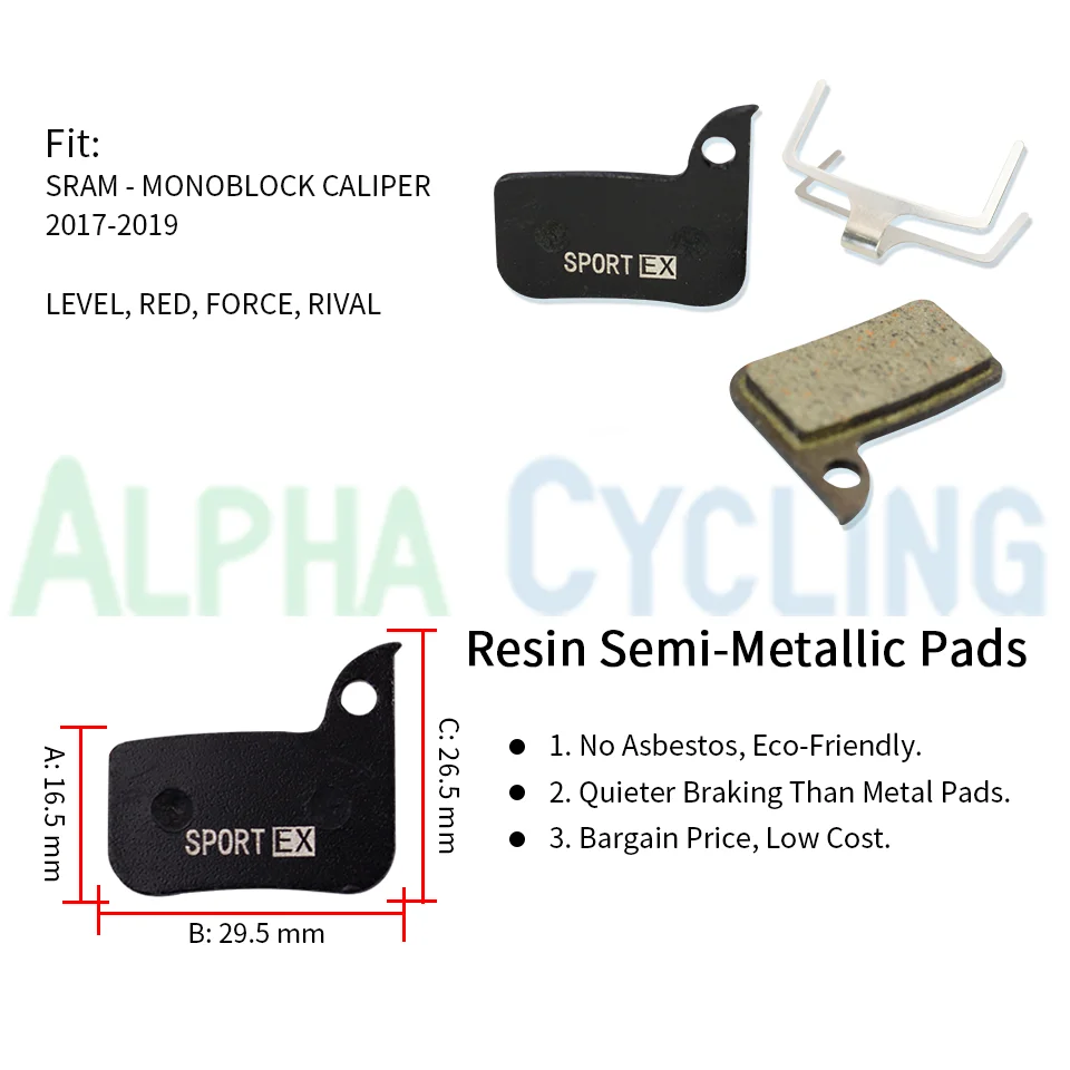 4 Pairs, Bicycle Disc Brake Pads for SRAM Level ULT TLM Red 22 B1 Force 22 CX1 Rival 22 S700 B1 RED ETAP Caliper, Sport EX