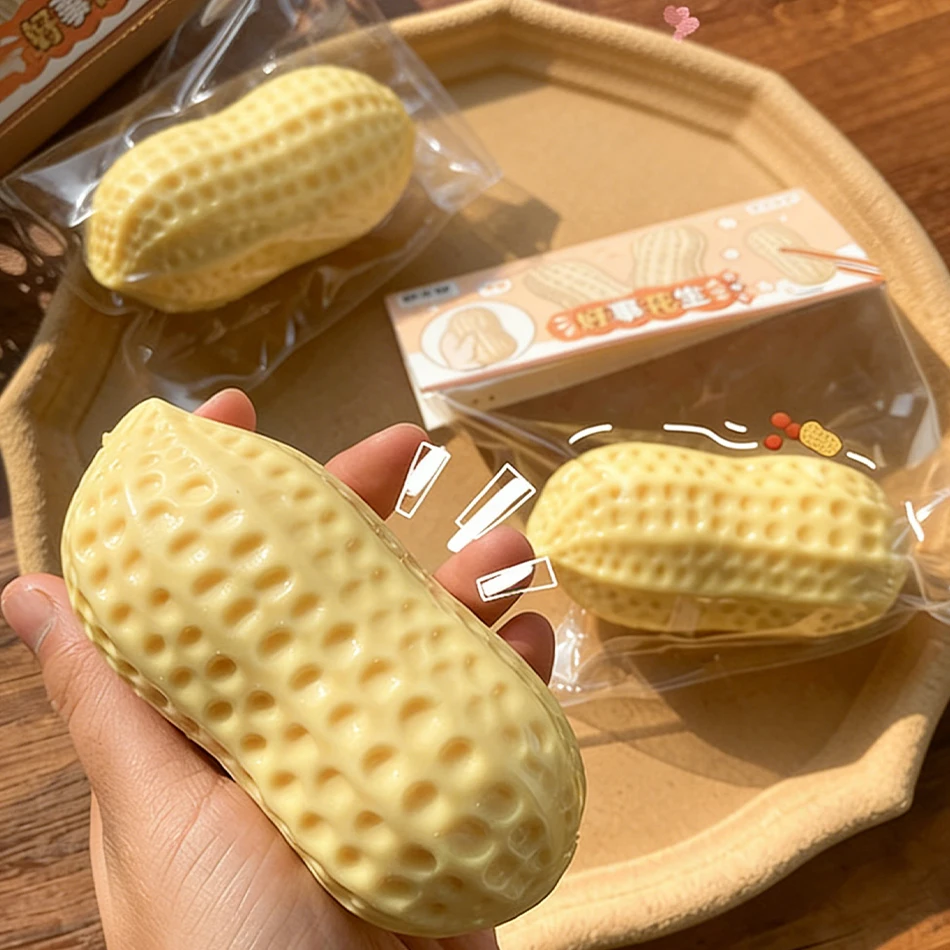 2 Styles Peanut Squishy Toys Crunchy Or Slow Rebound Food Shaped Stress Ball ASMR Sensory Fidget Toy for Adults Desk Recess Toy