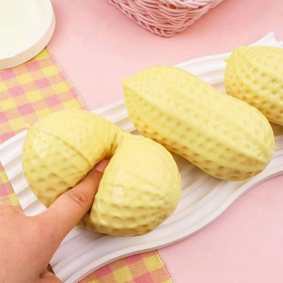 2 Styles Peanut Squishy Toys Crunchy Or Slow Rebound Food Shaped Stress Ball ASMR Sensory Fidget Toy for Adults Desk Recess Toy