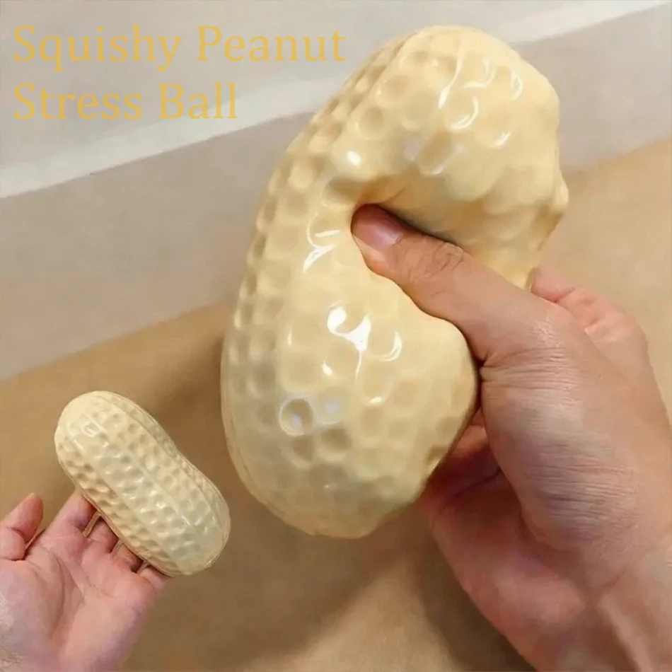 2 Styles Peanut Squishy Toys Crunchy Or Slow Rebound Food Shaped Stress Ball ASMR Sensory Fidget Toy for Adults Desk Recess Toy