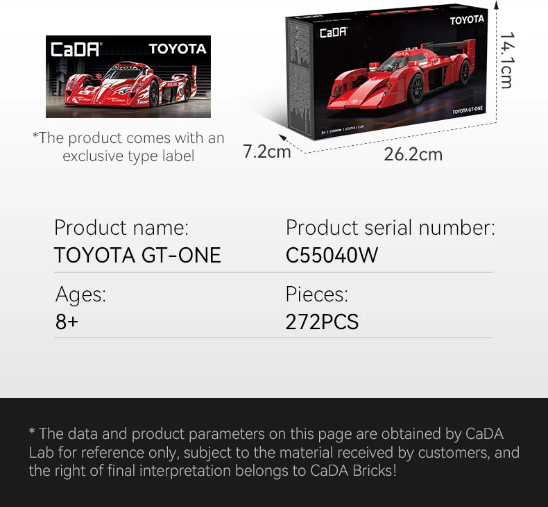 CaDA Toyota GT One Collectible Building Blocks Set - Educational Assembly Toy for Boys And Girls Ideal Birthday Gift