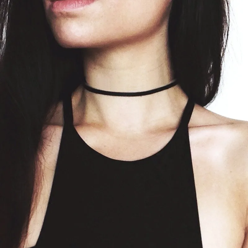 NK860 New Wholesale Minimalist Black Sexy Chokers Necklace Leather Harajuku Gothic Velvet Clavicle Colares Women Punk Jewelry