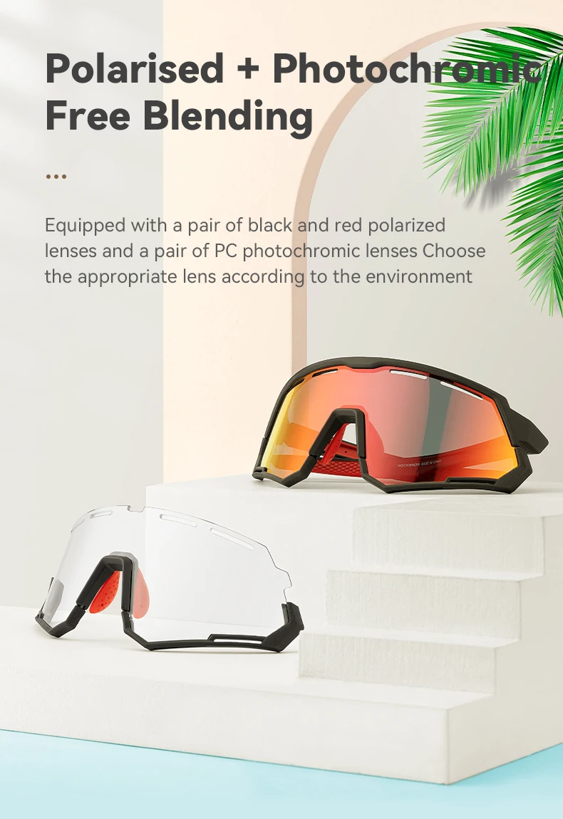 ROCKBROS Cycling Polarized glasses Bike Sunglasses Outdoor Sports Sunglasses MTB PC Goggles Eyewear 5/3 Lens Bicycle Accessory