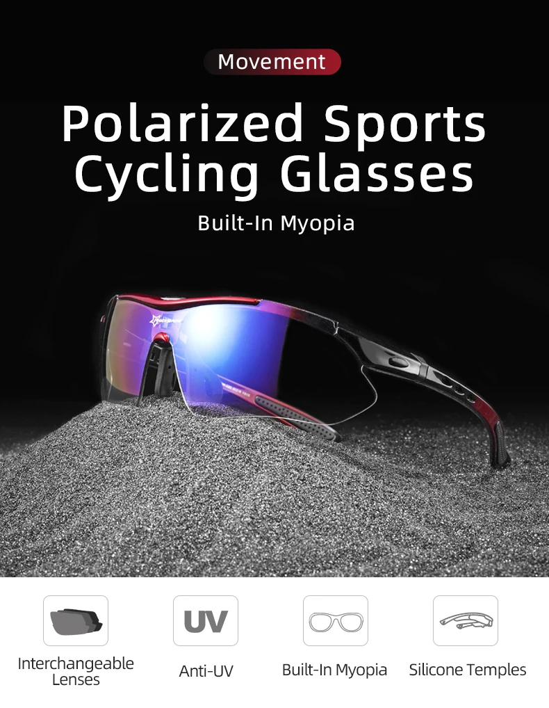 ROCKBROS Cycling Polarized glasses Bike Sunglasses Outdoor Sports Sunglasses MTB PC Goggles Eyewear 5/3 Lens Bicycle Accessory