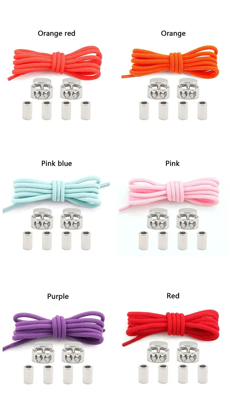 Elastic No Tie Shoe Laces Shoelaces for Sneaker Stretching Metal Buckle Lock Laces Quick Rubber Shoelace Round Shoestrings New