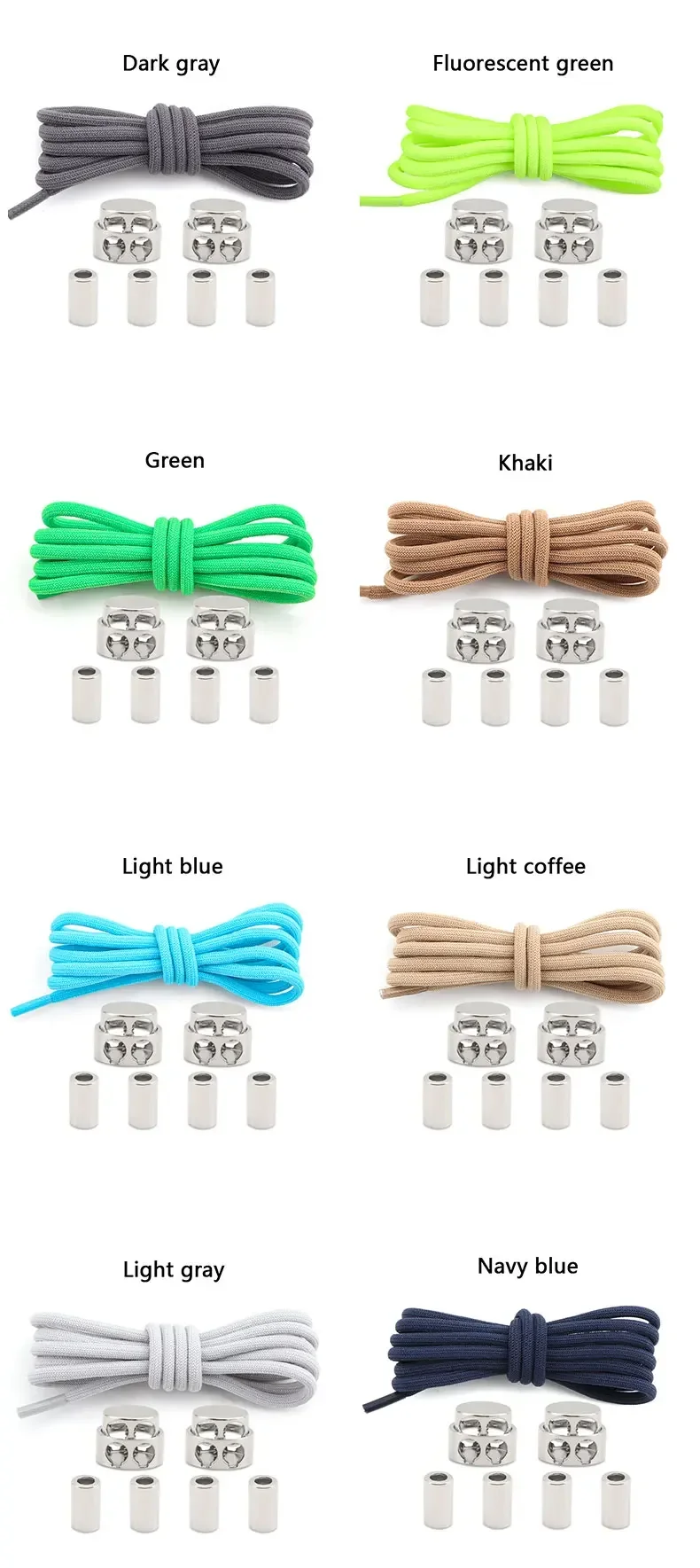 Elastic No Tie Shoe Laces Shoelaces for Sneaker Stretching Metal Buckle Lock Laces Quick Rubber Shoelace Round Shoestrings New