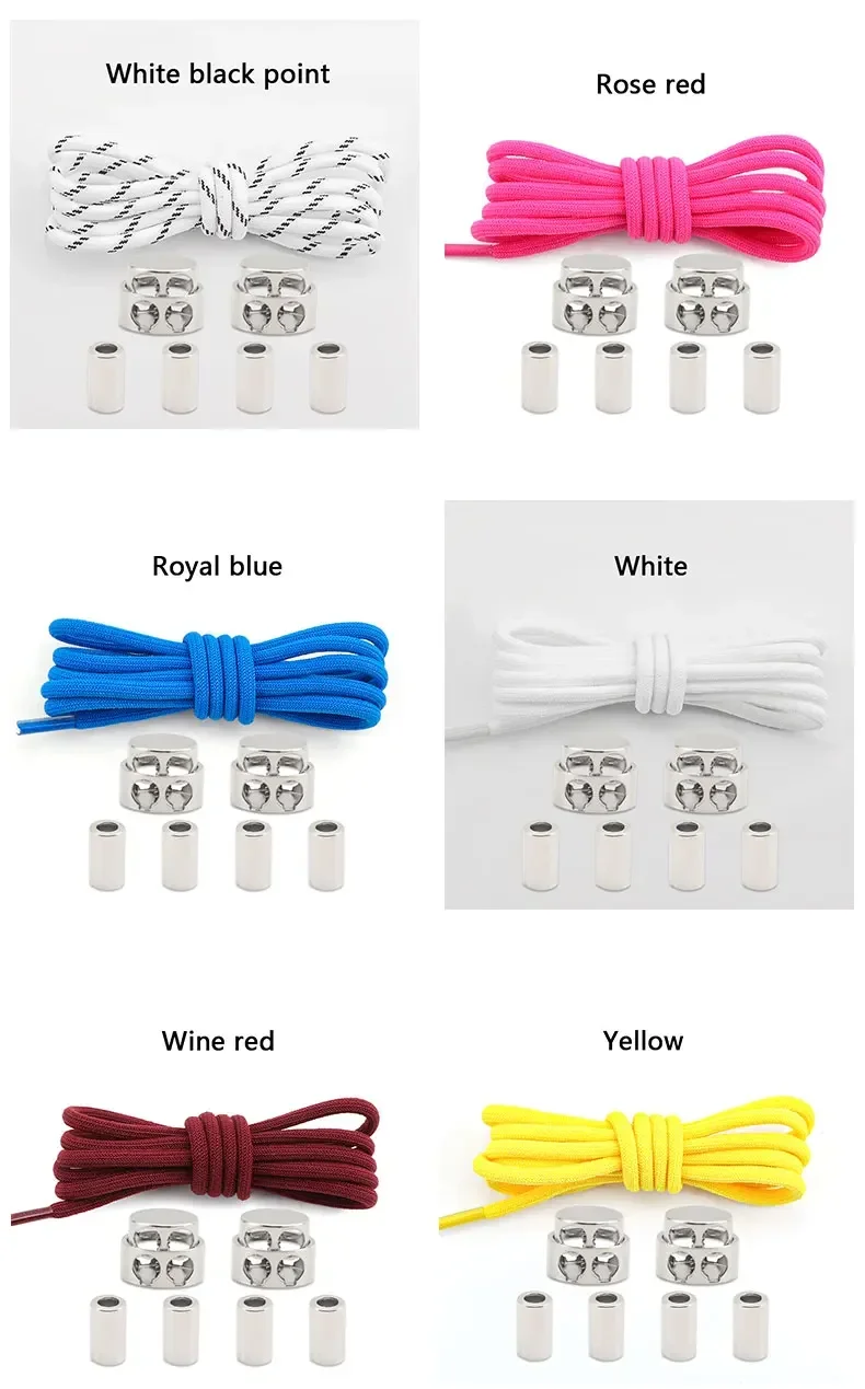 Elastic No Tie Shoe Laces Shoelaces for Sneaker Stretching Metal Buckle Lock Laces Quick Rubber Shoelace Round Shoestrings New