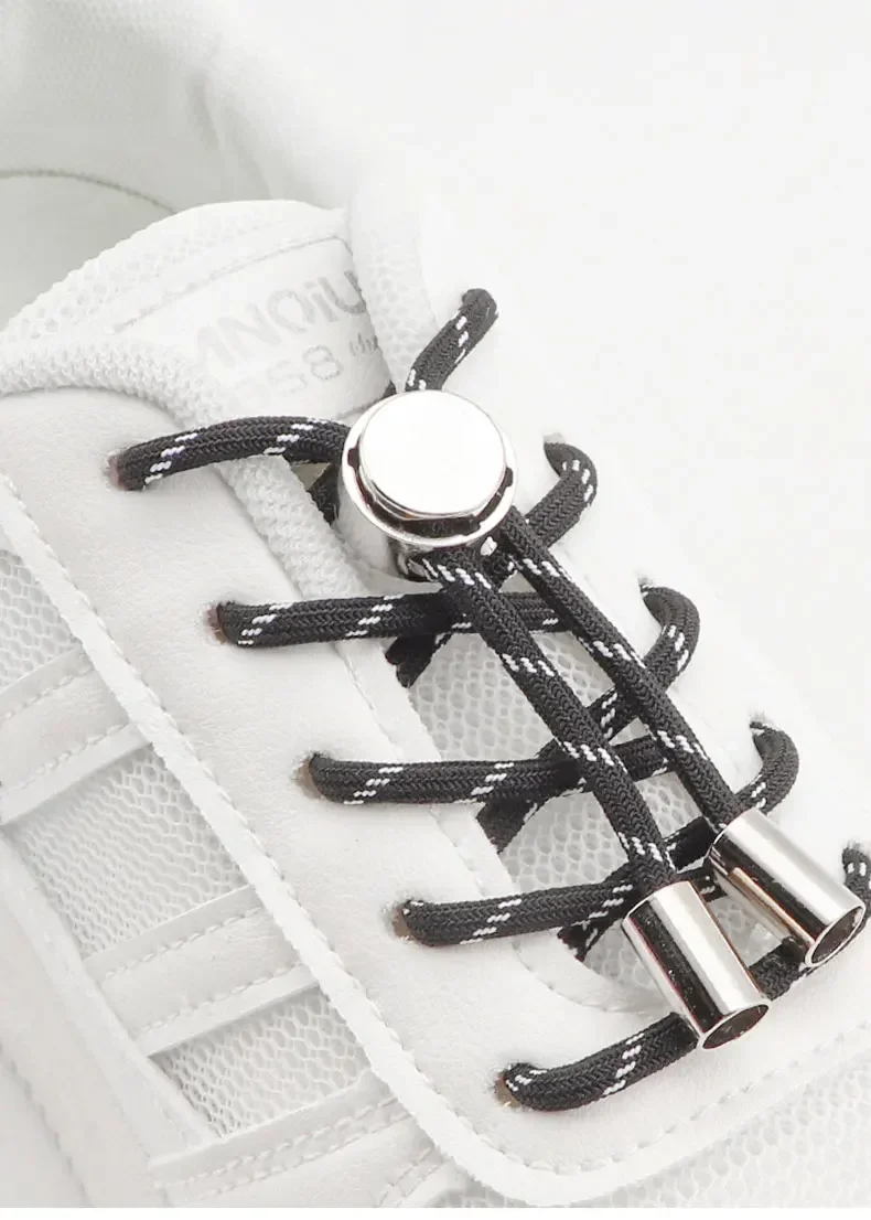 Elastic No Tie Shoe Laces Shoelaces for Sneaker Stretching Metal Buckle Lock Laces Quick Rubber Shoelace Round Shoestrings New