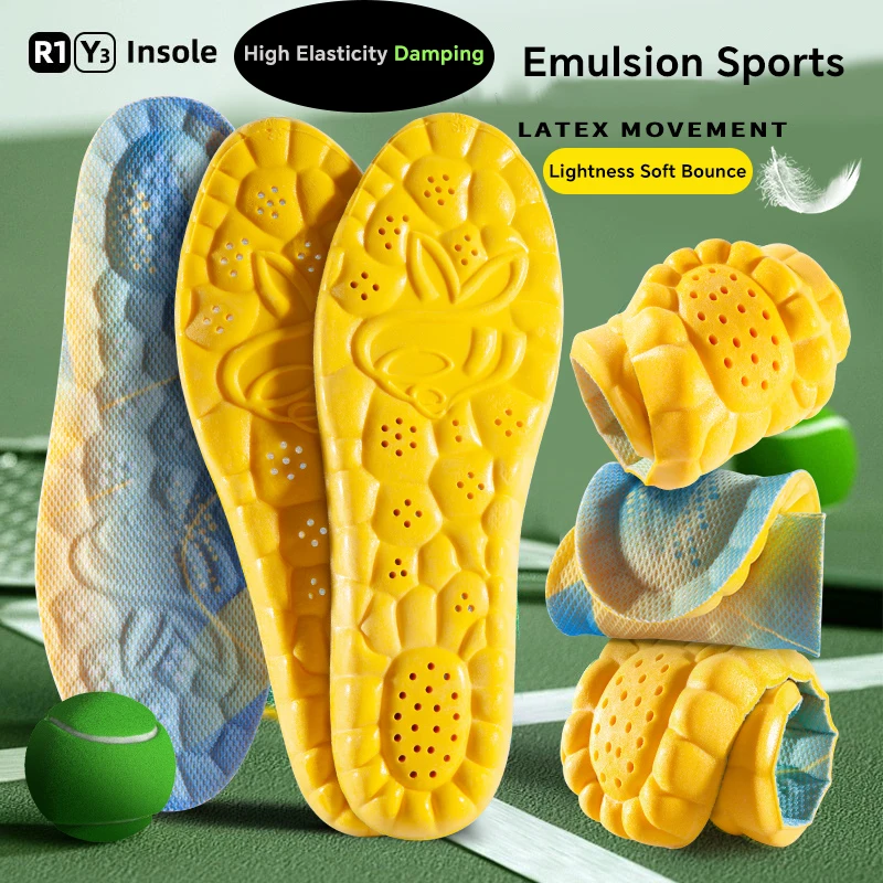 4D Cloud Technology Sports Insoles for Shoes PU Sole Soft Breathable Shock Absorption Cushion Running Orthopedic Care Insoles