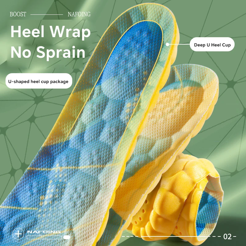 4D Cloud Technology Sports Insoles for Shoes PU Sole Soft Breathable Shock Absorption Cushion Running Orthopedic Care Insoles