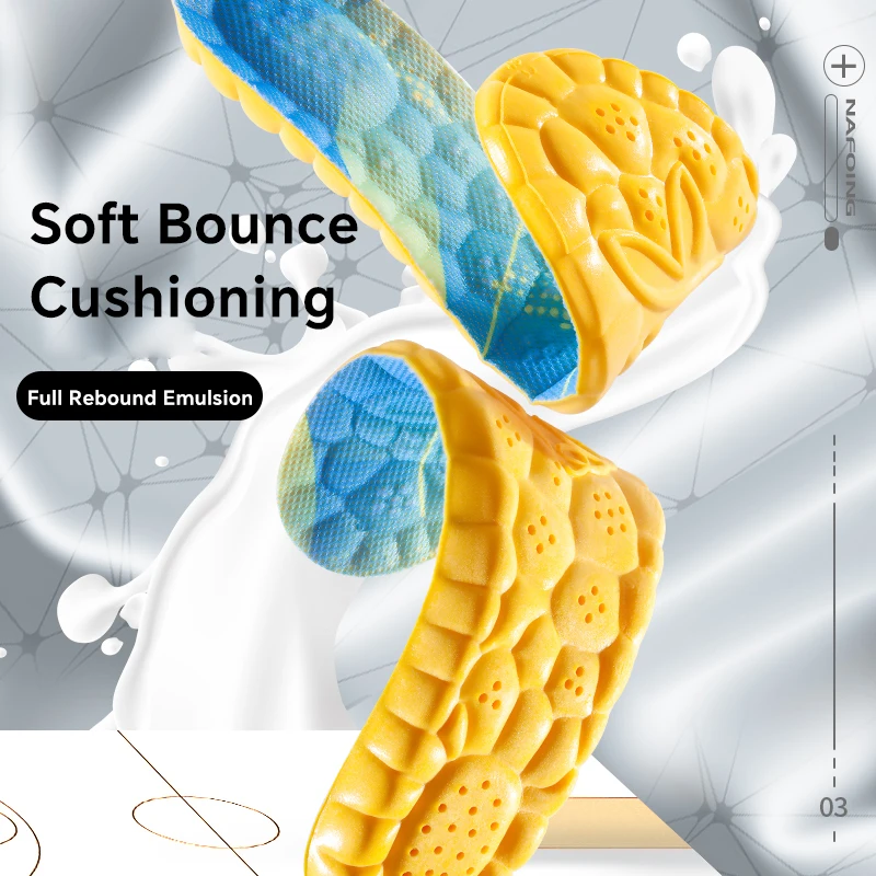 4D Cloud Technology Sports Insoles for Shoes PU Sole Soft Breathable Shock Absorption Cushion Running Orthopedic Care Insoles