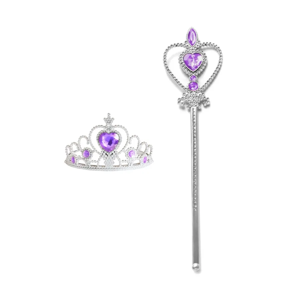Kids Rhinestone Tiara Crown and Magic Wand with Glitter Crystal Head Hoop Jewelry Hair Accessories for Girls Teens Birthday Gift